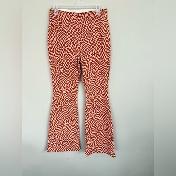 NWT Tinseltown orange plaid hi rise flare pants size 9/29 - Picture 2 of 8